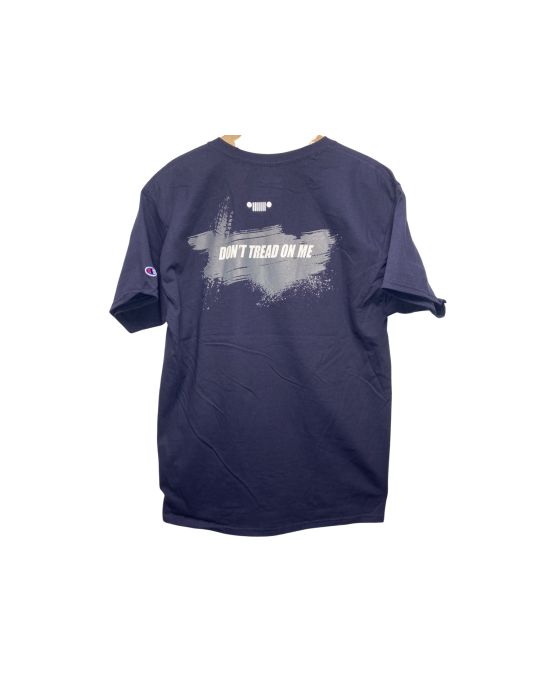 Jeep Short Sleeve T-Shirt Don't Tread On Me With Jeep Grille Skull Size X-Large Blue