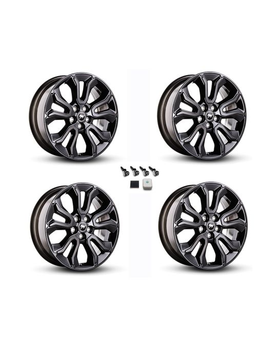 Ford Performance Gloss Black 18x7 Inch Wheel Kit Of Four With TPMS & Center Caps