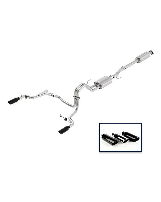 Ford Performance Exhaust System - 3.5L Sport - Rear Exit - Black Chrome