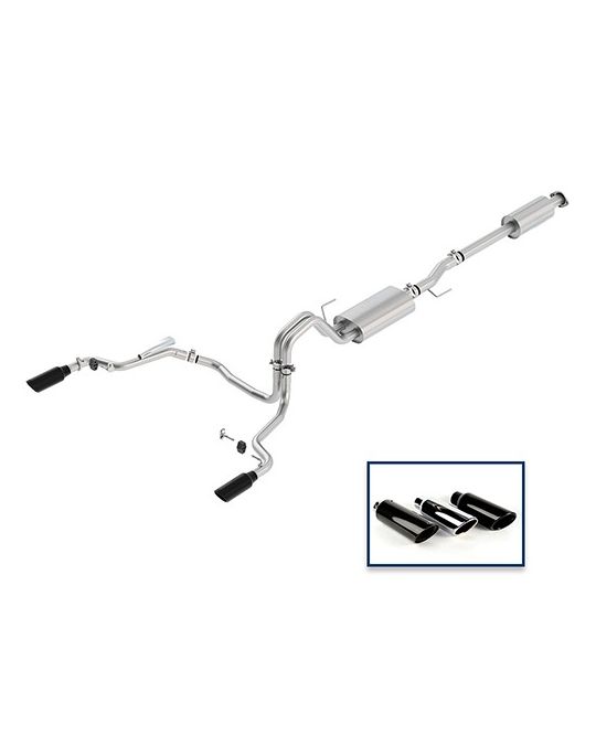 Ford Performance Exhaust System - 3.5L Touring - Rear Exit - Black Chrome