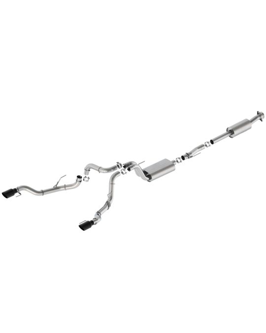 Ford Performance Sport Exhaust System Dual Rear Bumper Exit With Black Chrome 4" Stainless Steel Exhaust Tips