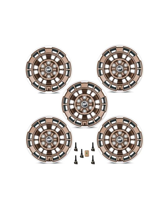 Ford Performance 17x8.5 Inch Wheels Kit Of Five Sinister Bronze With Machined Face With TPMS And Center Caps