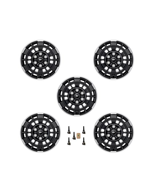 Ford Performance 17x8.5 Inch Wheel Kit Of Five Wheels Matte Black With Machined Face