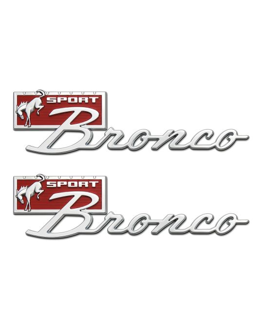 Ford Performance Classic "Bronco Sport" Script Fender Badges Kit Of Two Silver & Red