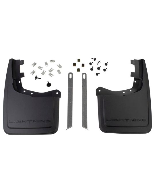 Ford Molded Carbon Black Splash Guards With Lightning Logo Rear Pair For Lightning