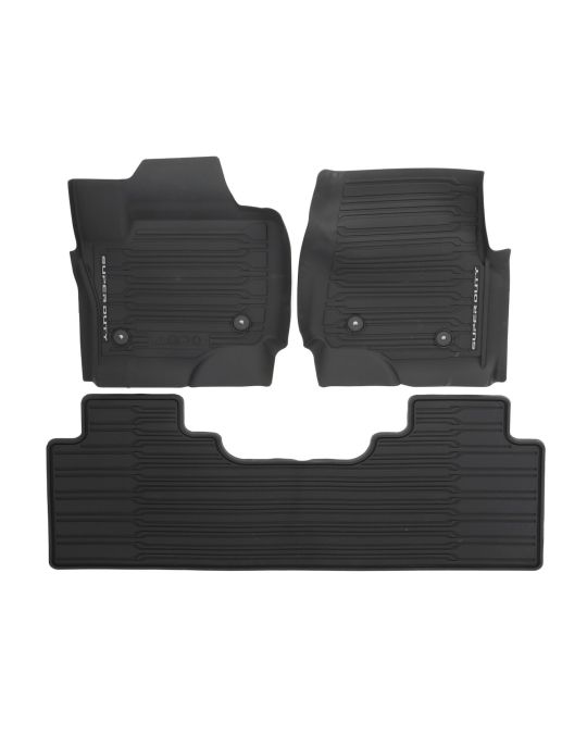 Ford Black 3-Piece Tray Style Floor Liner For Vinyl Flooring SuperCab / CrewCab With Underseat Storage