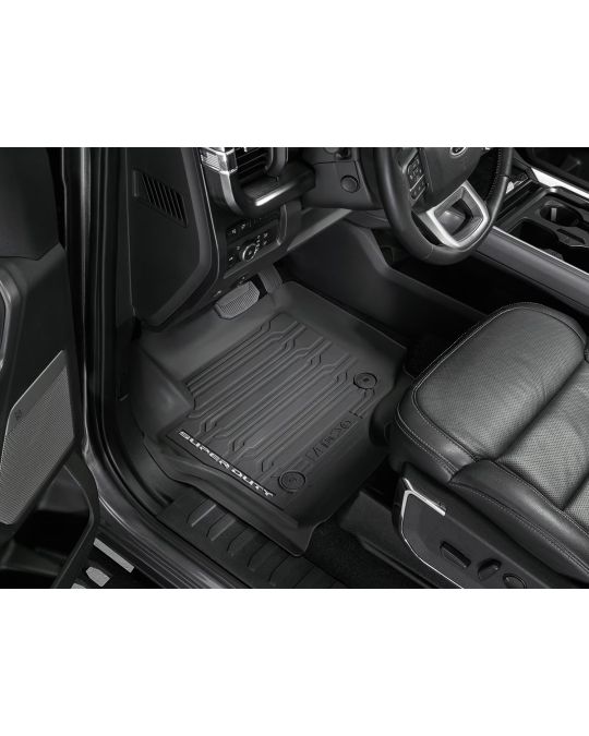 Ford Black 3-Piece Tray Style Floor Liner For Carpet Flooring SuperCab Or CrewCab With Underseat Storage