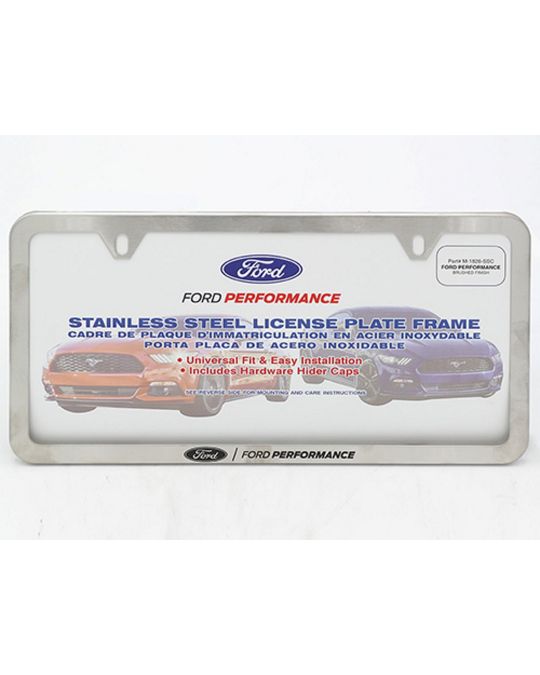 Ford Performance Slim License Plate Frame - Brushed Stainless Steel