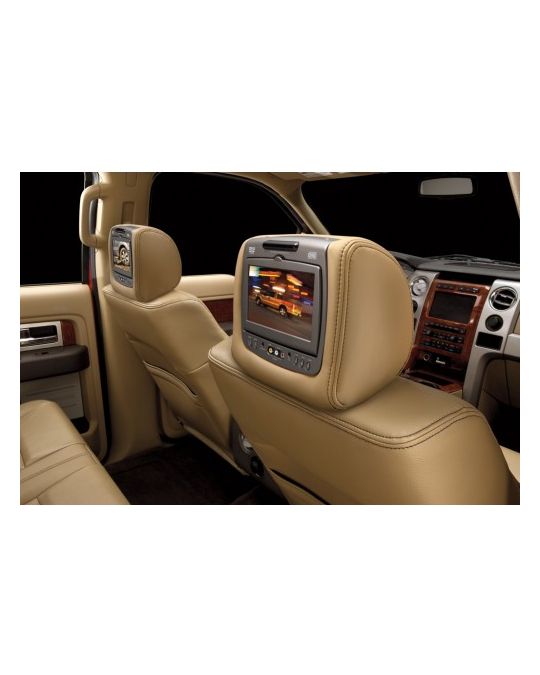 Ford DVD by INVISION - Dual Head Restraint, Leather Charcoal Black w/Black Stitch (Raptor)