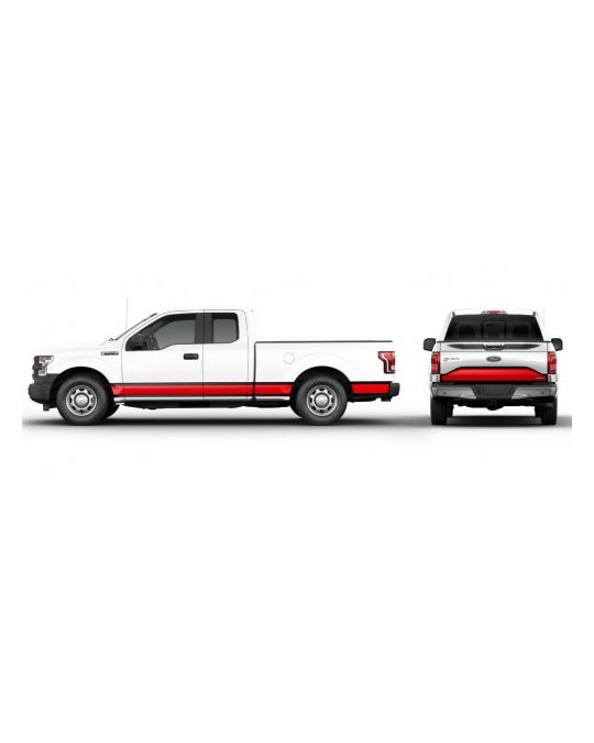 Ford Graphics Kit - Red and Black Two Tone Stripe Kit