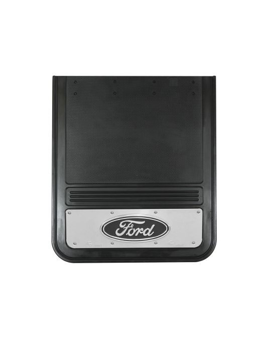 Ford Splash Guards - Rear DRW W/ Black Ford Logo Stainless Surround