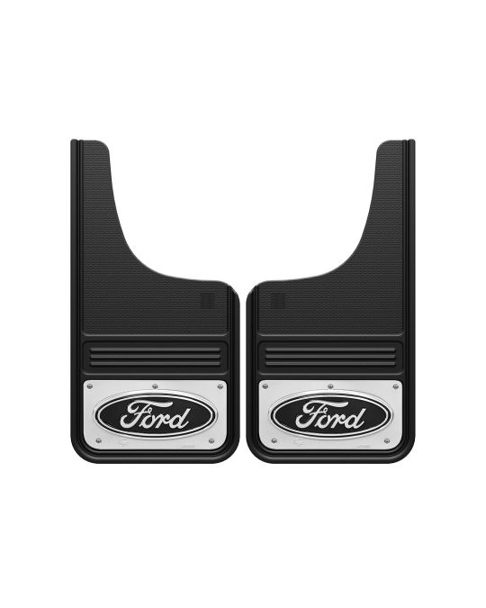 Ford Splash Guards - Front - Gatorback - Silver w/Black Ford Logo