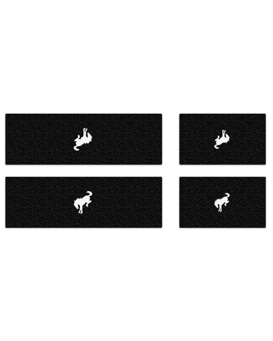 Ford Door Sill Protectors Kit Of Four Textured Black With White Bucking Bronco Logo For 4-Door