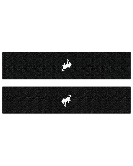Ford Door Sill Protectors Kit Of Two Textured Black With White Bucking Bronco Logo For 2-Door