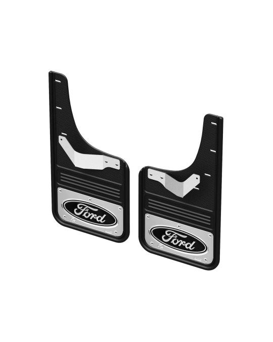 Ford Splash Guards - Rear - Gatorback Chrome W/ Black Ford Oval Logo