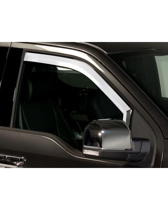 Ford Window Deflectors For Regular Cab Chrome Set Of Two In Channel