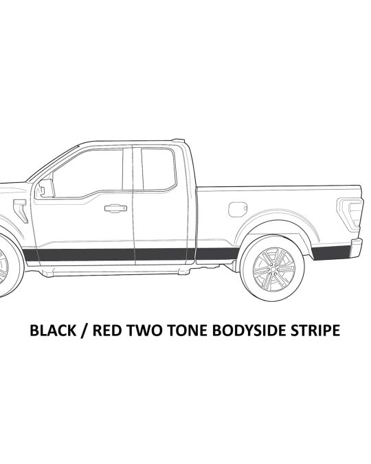 Ford Graphics Kit - Two Tone Bodyside Stripe - Red / Black