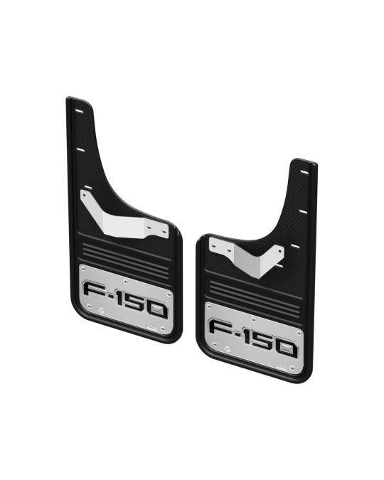 Ford Splash Guards - Rear - Gatorback W/ F-150 Logo On Chrome