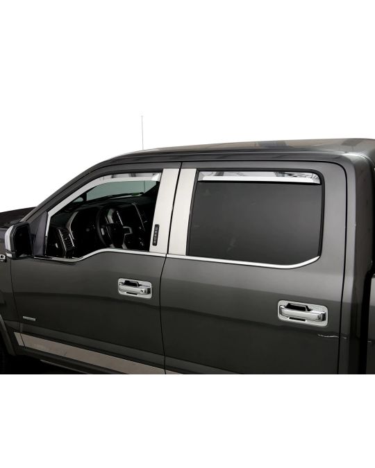 Ford Window Deflectors - Crew Cab - Chrome