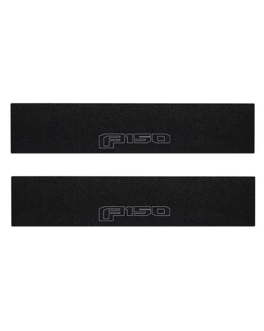 Ford Door Sill Protection Overlays Kit Of Two By Tufskinz Black Textured With Gray F150 Lettering For Regular Cab & Super Cab