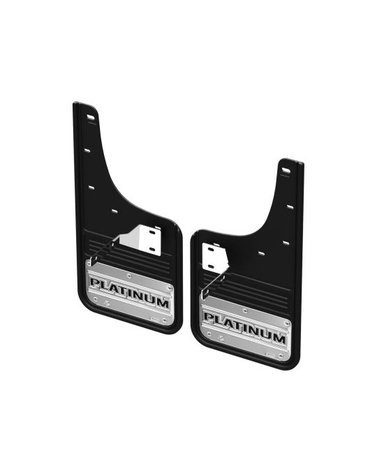 Ford Front Gatorback Splash Guards With Platinum Logo On Stainless Steel Surround