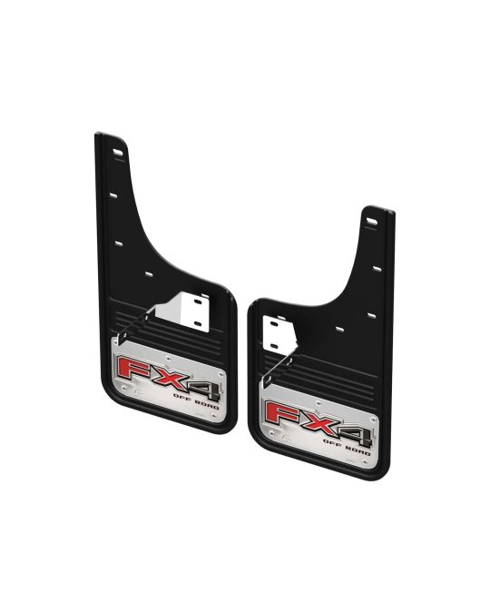 Ford Front Gatorback Splash Guards With FX4 Logo On Stainless Steel Surround