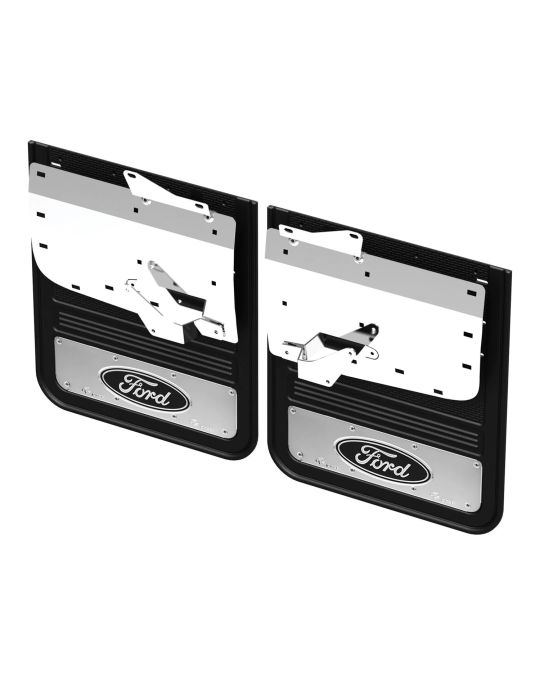 Ford Gatorback DRW Splash Guards With Black Ford Oval Stainless Steel Surround