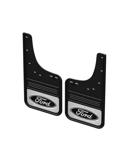 Ford Splash Guards - Rear - For Lightning - Gatorback With Black Ford Oval On Chrome Surround