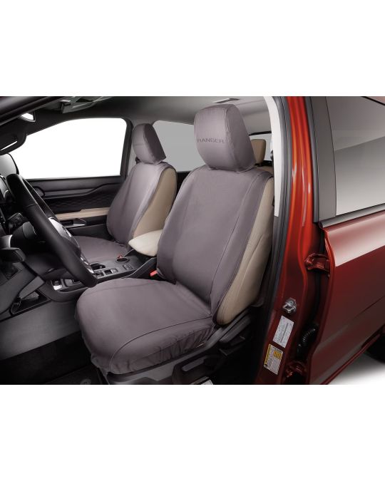 Ford Covercraft Charcoal Twill Front Row Captains Chairs Seat Covers With Ranger Logo