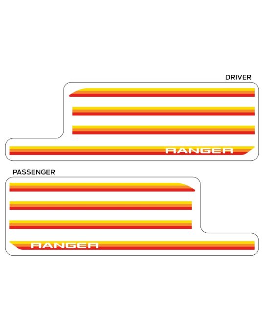Ford Upper Bodyside Stripe Decal Kit Retro Red Orange Yellow For Left And Right