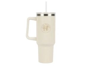 Alfa Romeo Stainless Steel Travel Mug Cream Color With Alfa Romeo Logo 40 Ounce