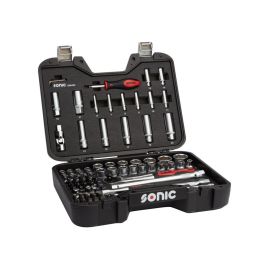 Chevrolet 94 Piece Tool Kit With 1/4 Inch & 1/2 Inch Driver Socket Sets In Mobile Case By SONIC Tools