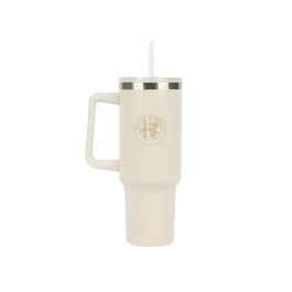 Alfa Romeo Stainless Steel Travel Mug Cream Color With Alfa Romeo Logo 40 Ounce